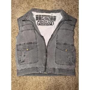 VTG Greatland Touring Cargo Vest Mens Large Gray Cotton Padded Gorpcore 90s Y2K
